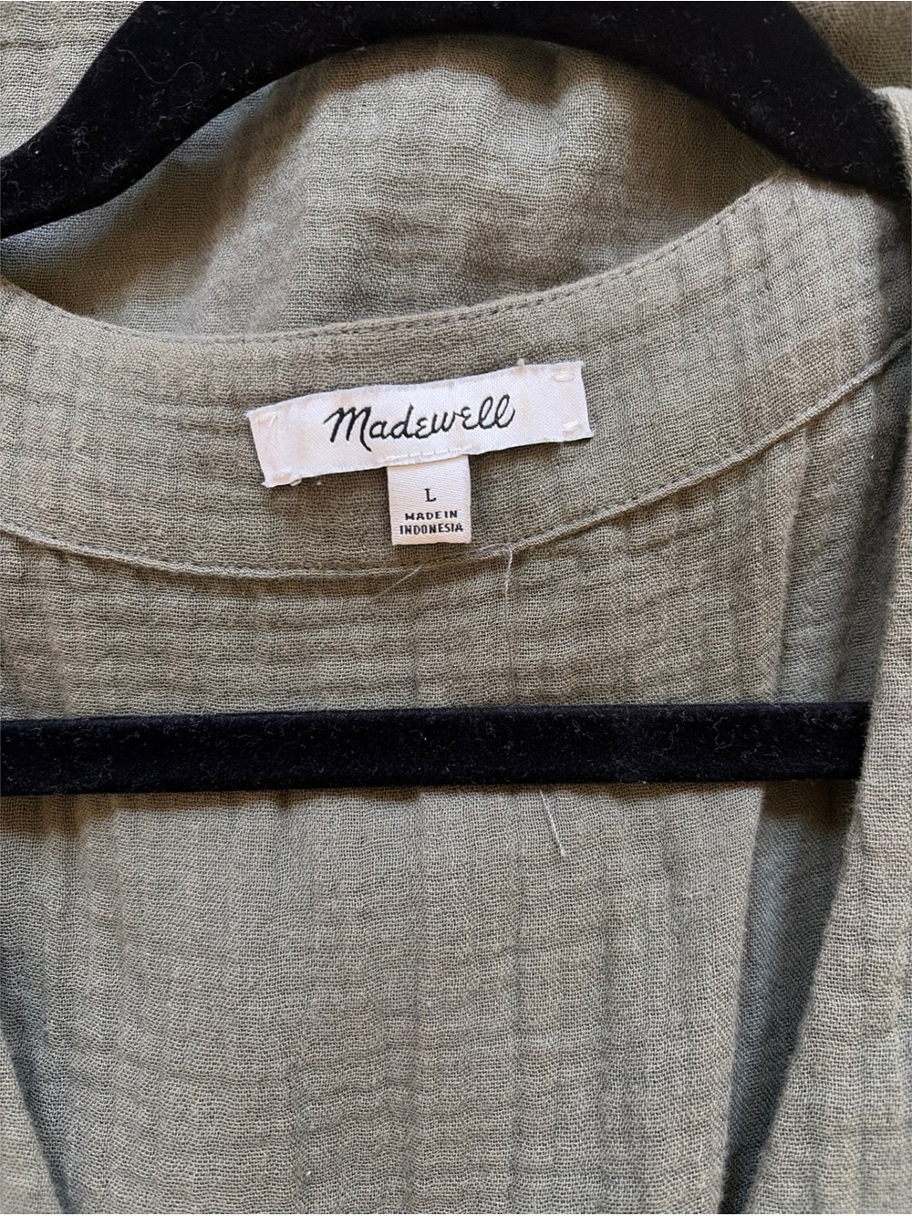 Madewell Olive Green V-Neck Button-Front Midi Dress - Picture 5 of 5
